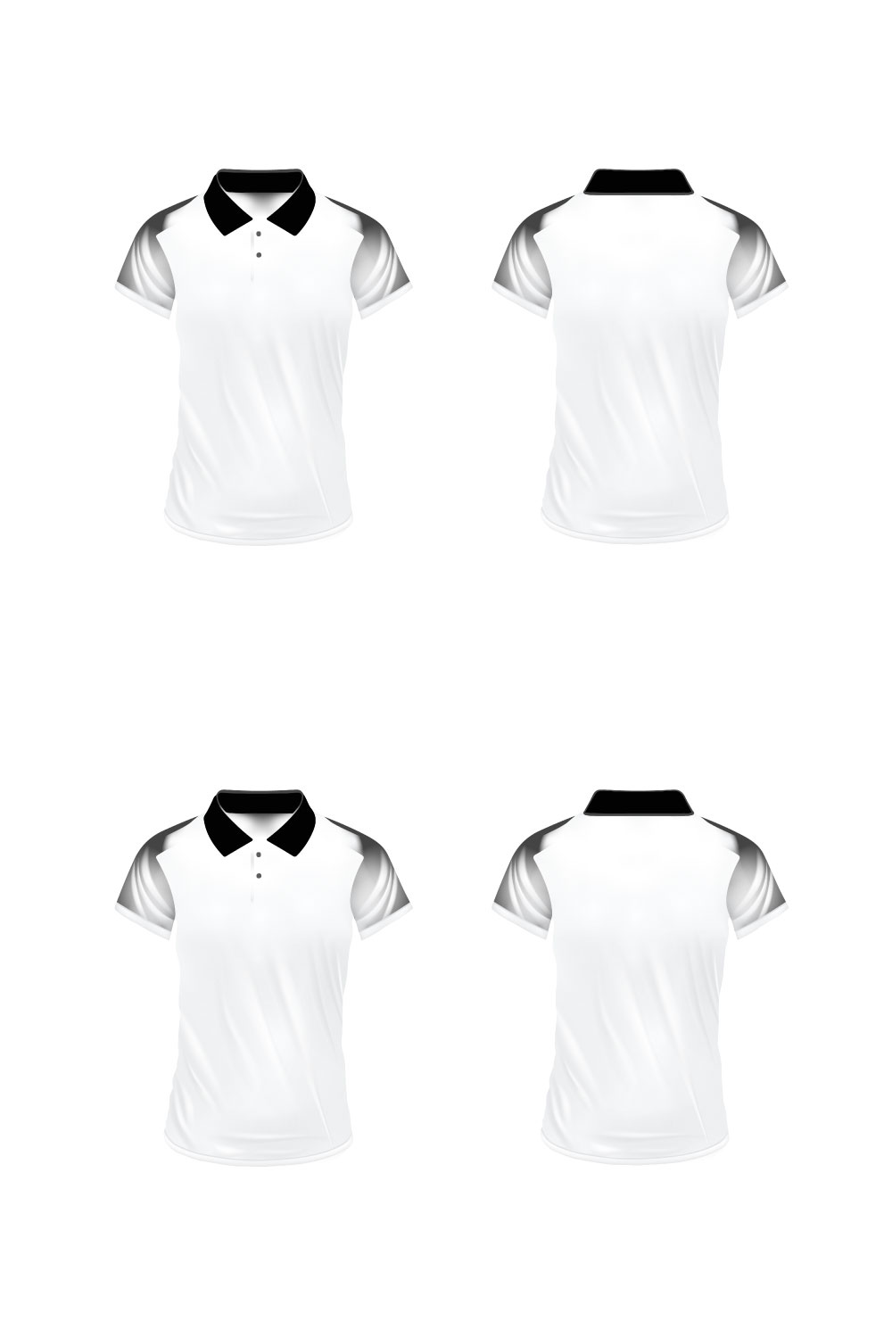 Men's t-shirt in different views with realistic style and geometric retro traceries on shirts isolated Related tags pinterest preview image.