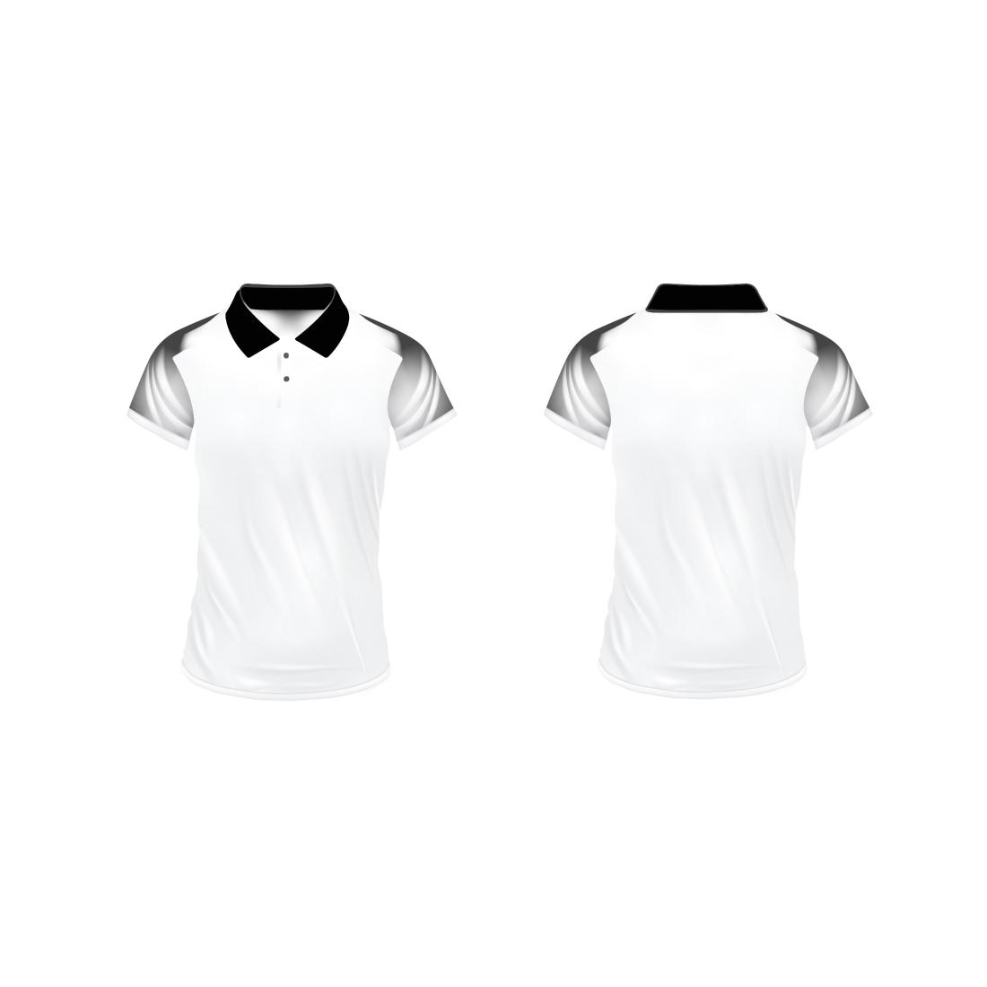 Men's t-shirt in different views with realistic style and geometric retro traceries on shirts isolated Related tags preview image.