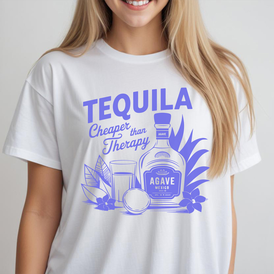 tequila cheaper than therapy agave mexico female tshirt front mockup 173