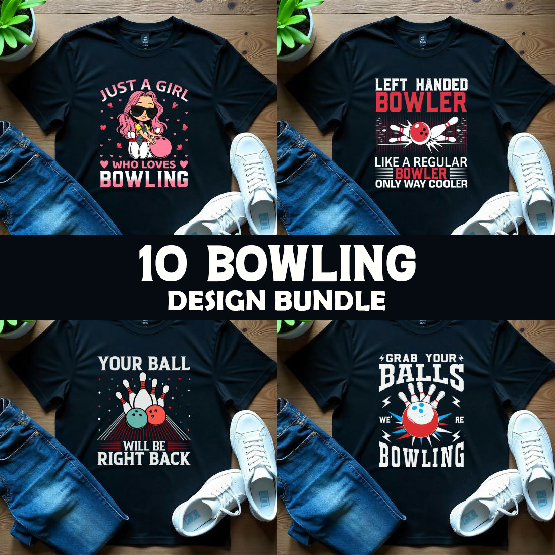 Bowling graphic design bundle for bowling lover cover image.