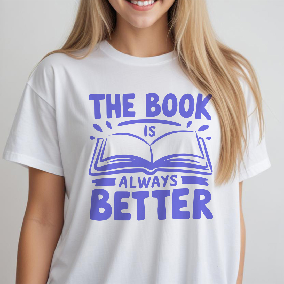 the book is always better white female tshirt front mockup 706