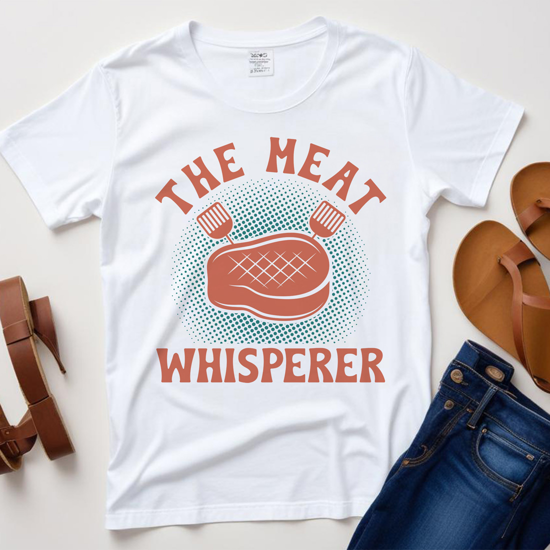 the meat whisperer graphic design 2 white plane tshirt mockup 168