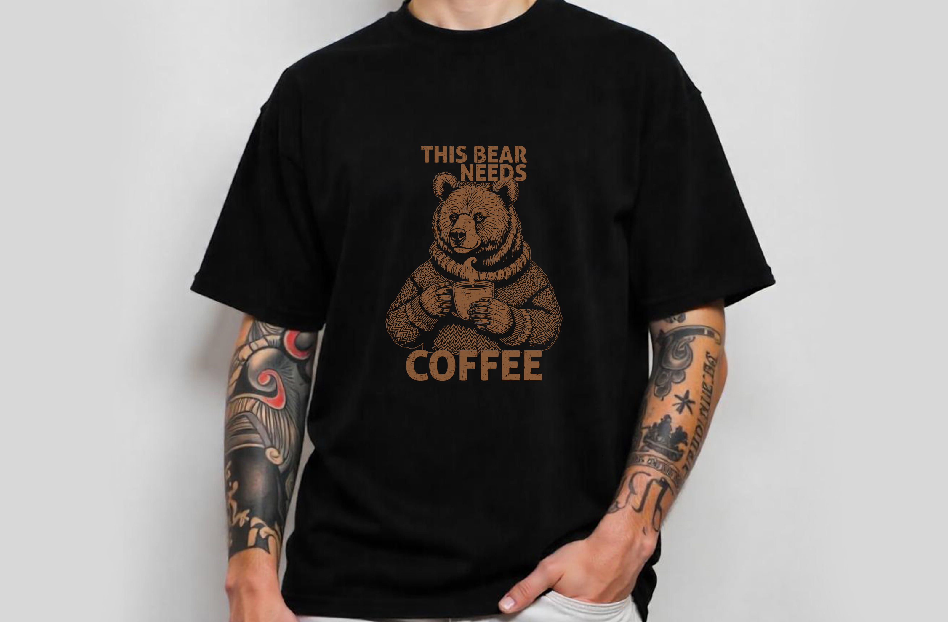 this bear needs coffee male tshirt 173