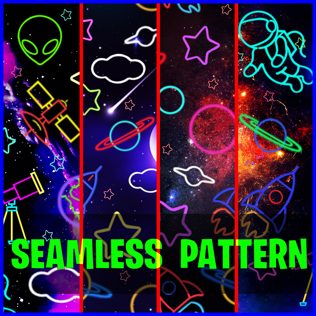 Seamless Space theme Patterns cover image.