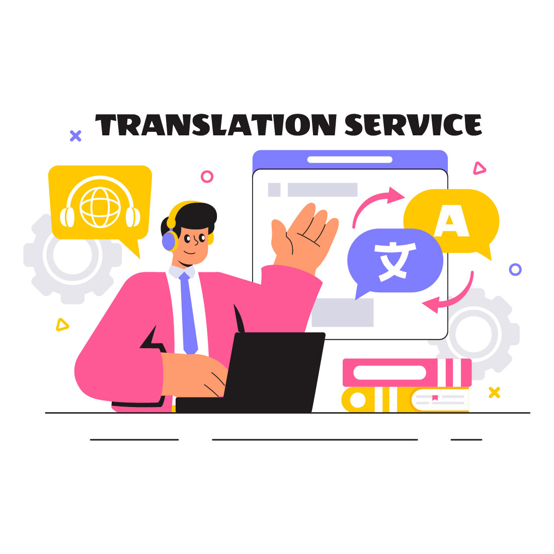 12 Language Translation Service Illustration preview image.