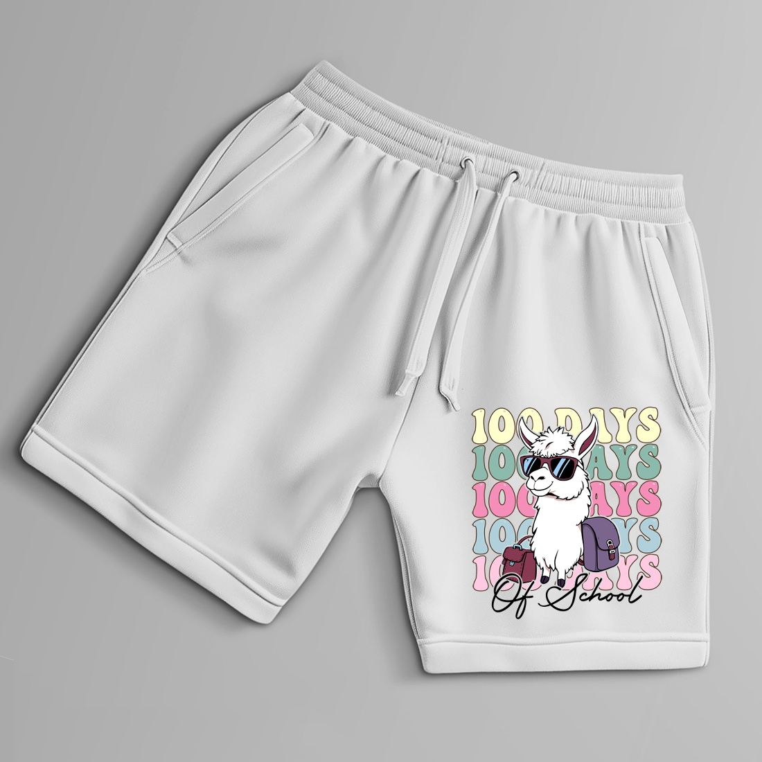 trendy 100 days of school llama design for students and educators 8 with shorts mock up 343