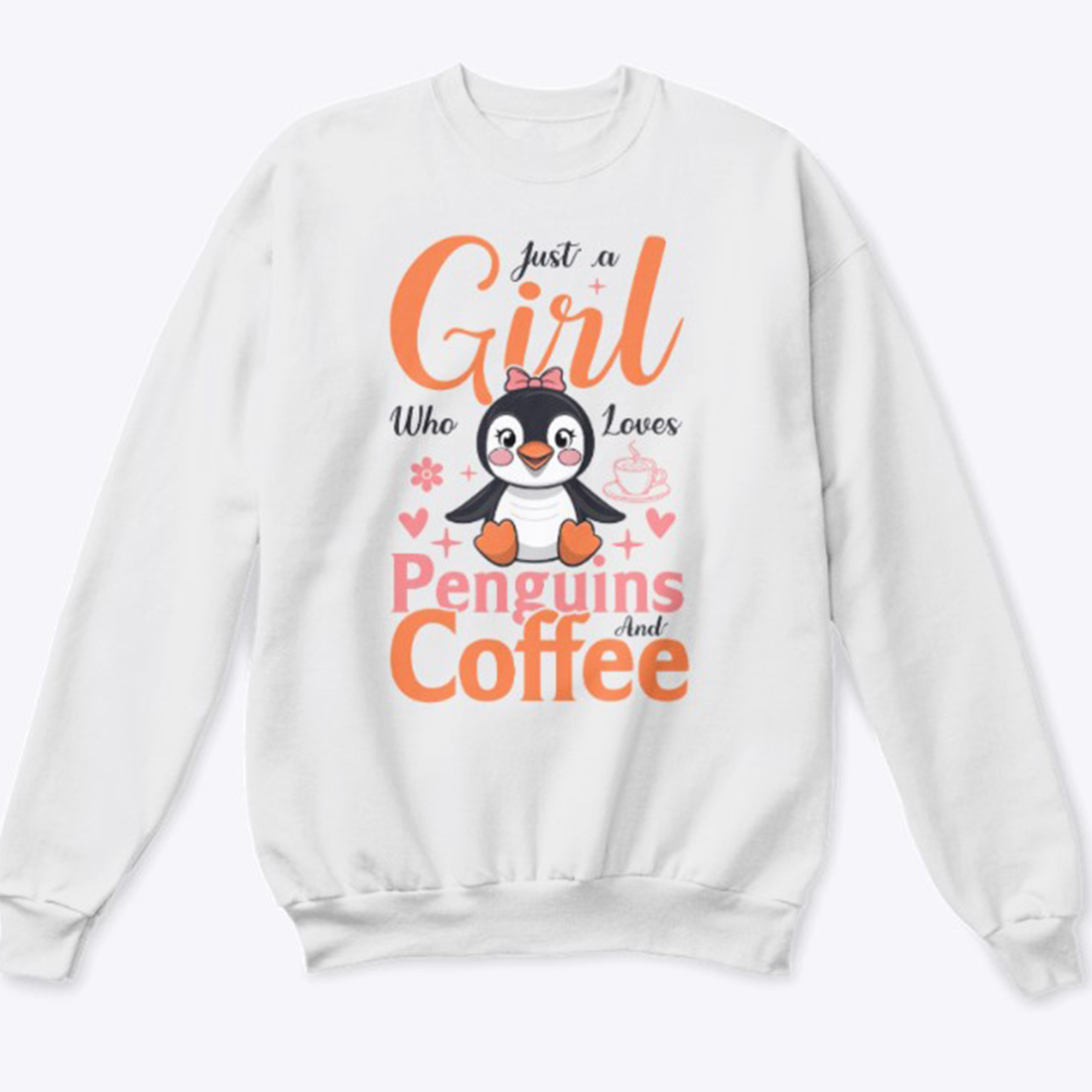 Just A Girl Who Loves Penguins And Coffee Girls T-Shirt preview image.