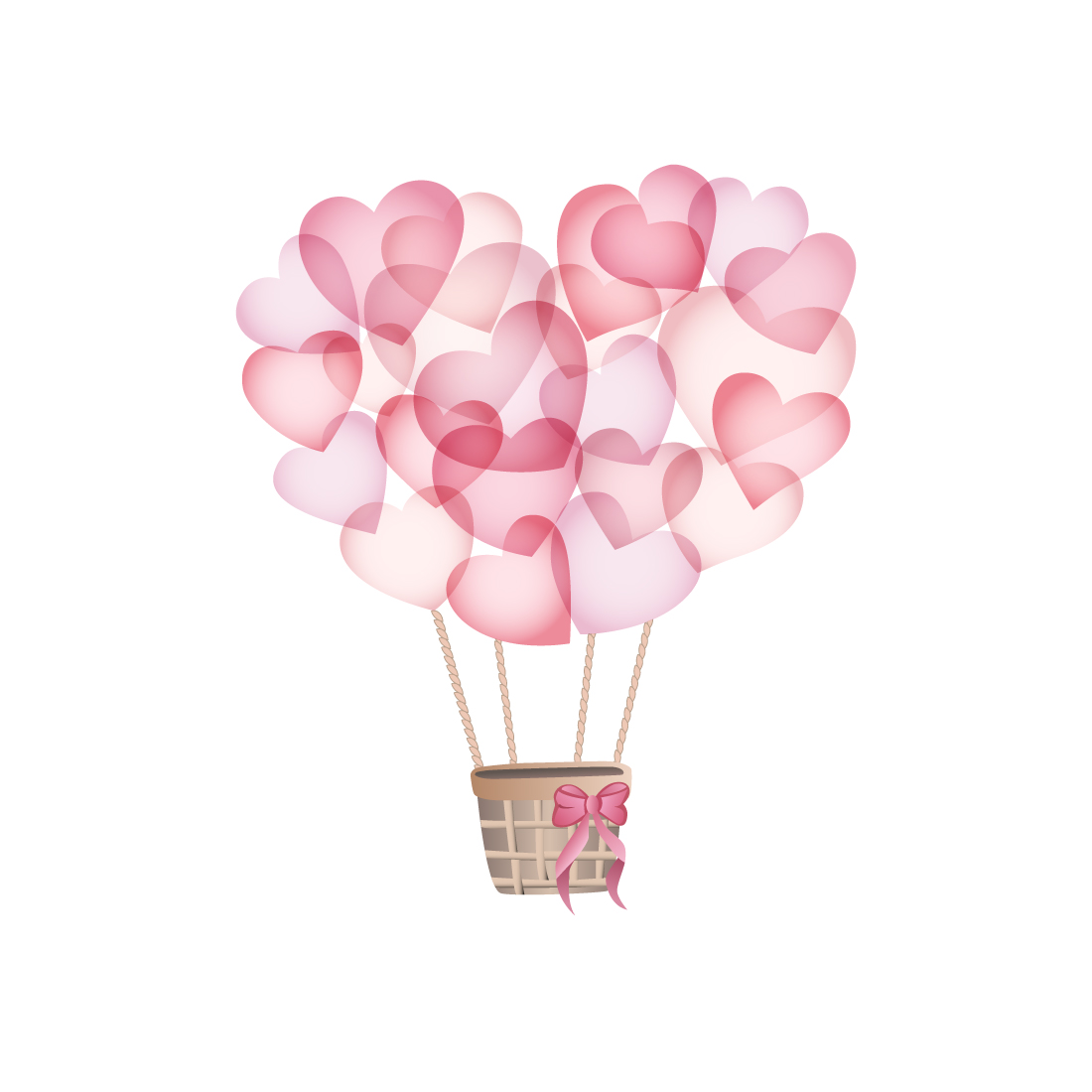 Vector Illustration of Hearts Balloons With Basket To Valentines Day Celebration cover image.