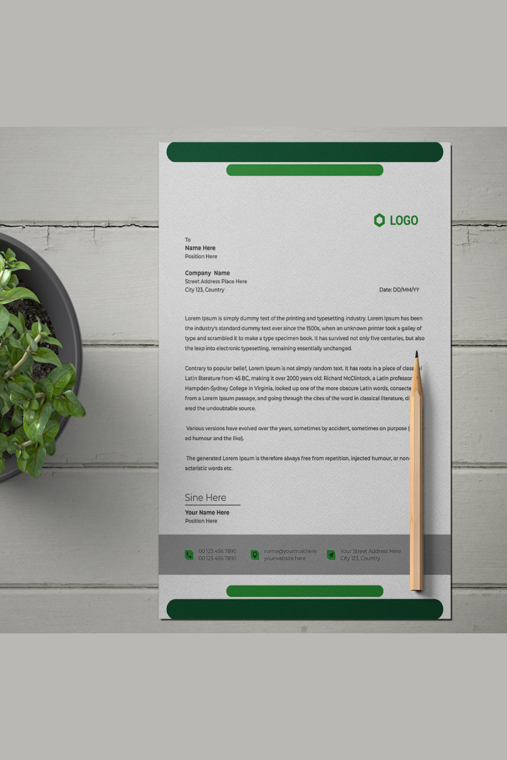 This is a letterhead design This template download contains one color letterhead design pinterest preview image.