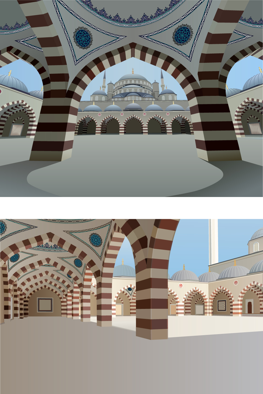 Vector Illustration of Beautiful Mosque pinterest preview image.