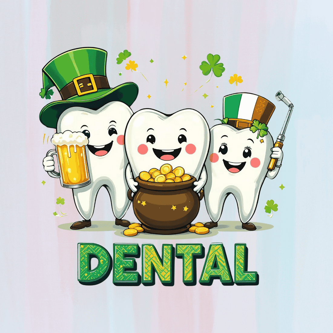 Dental Health St Patrick's Day T-Shirt Design preview image.