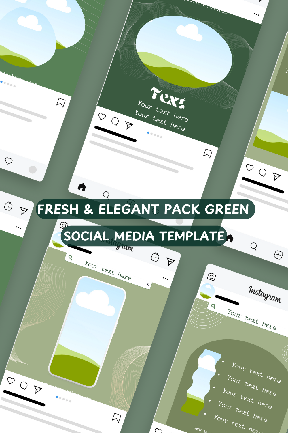 Fresh & Elegant Green Social Media Template pinterest preview image.