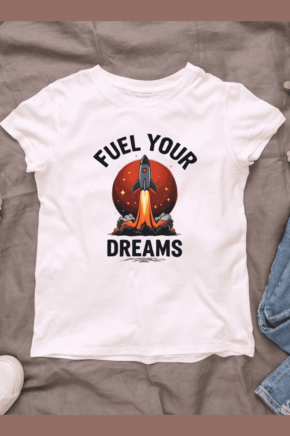 Dream Big Rocket Launch T-shirt Design pinterest preview image.