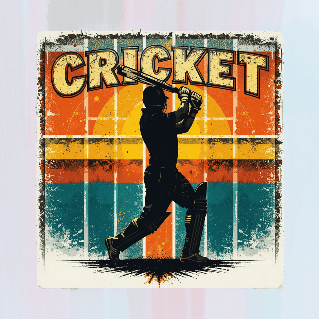 Vintage retro cricket T-Shirt Design preview image.