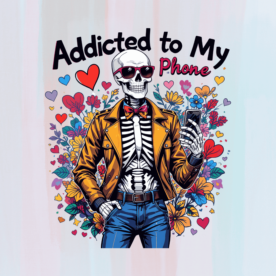 Addicted to My Phone T-shirt Design preview image.