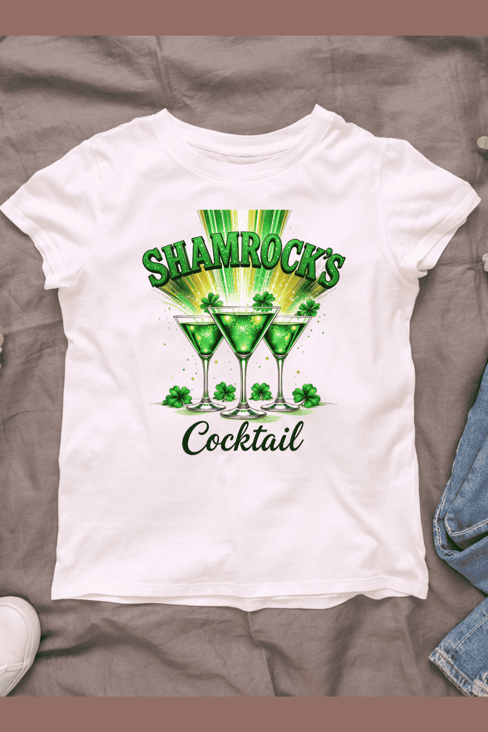 Shamrock Cocktail T-shirt Design pinterest preview image.