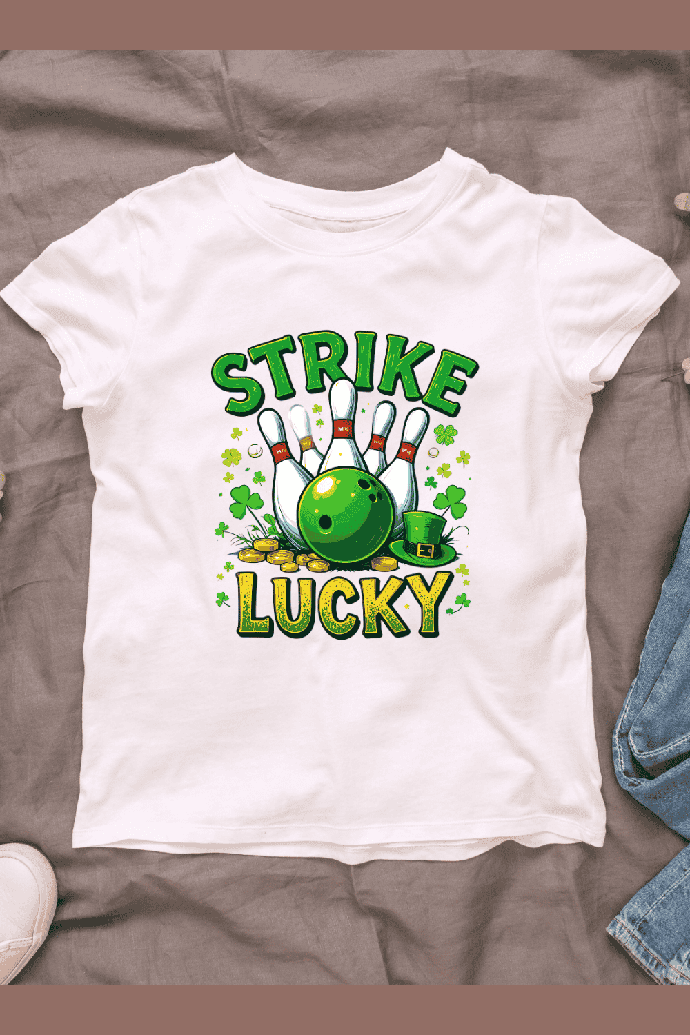 St Patrick's Day Bowling T-shirt Design pinterest preview image.