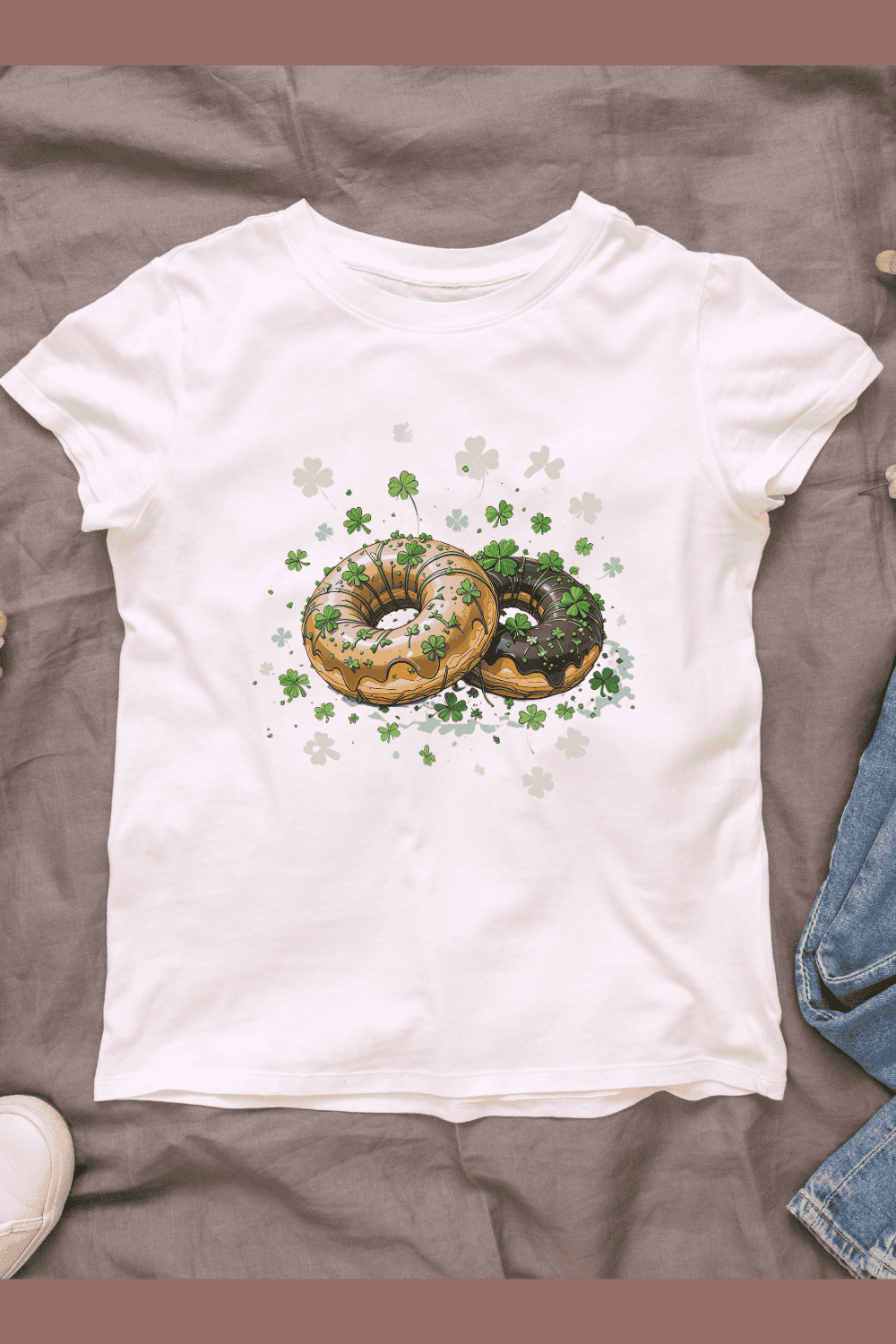 Holiday Donuts for St Patrick's Day T-shirt Design pinterest preview image.