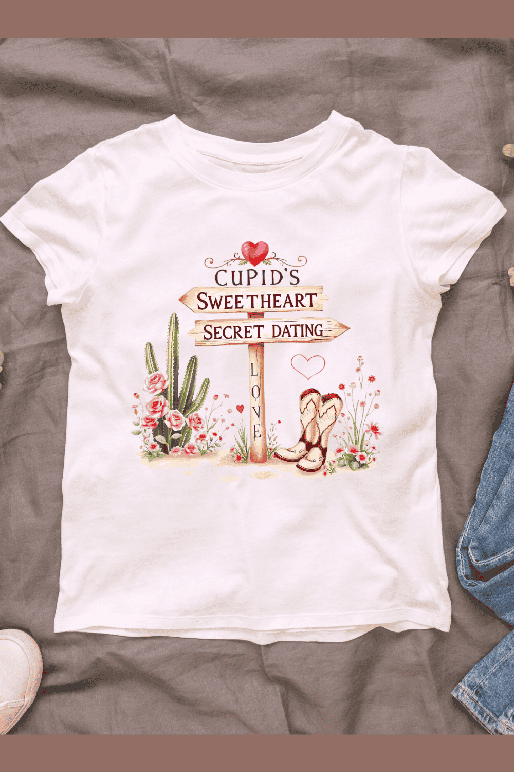 Cupid's Sweetheart Cafe T-shirt Design pinterest preview image.