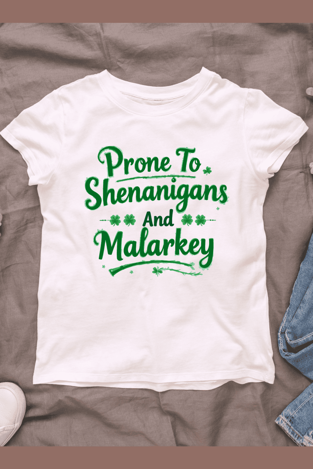 Green typography St Patrick's Day theme T-Shirt Design pinterest preview image.