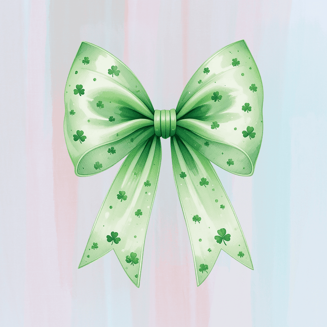 St Patrick's Day Large green bow shamrock T-Shirt Design preview image.