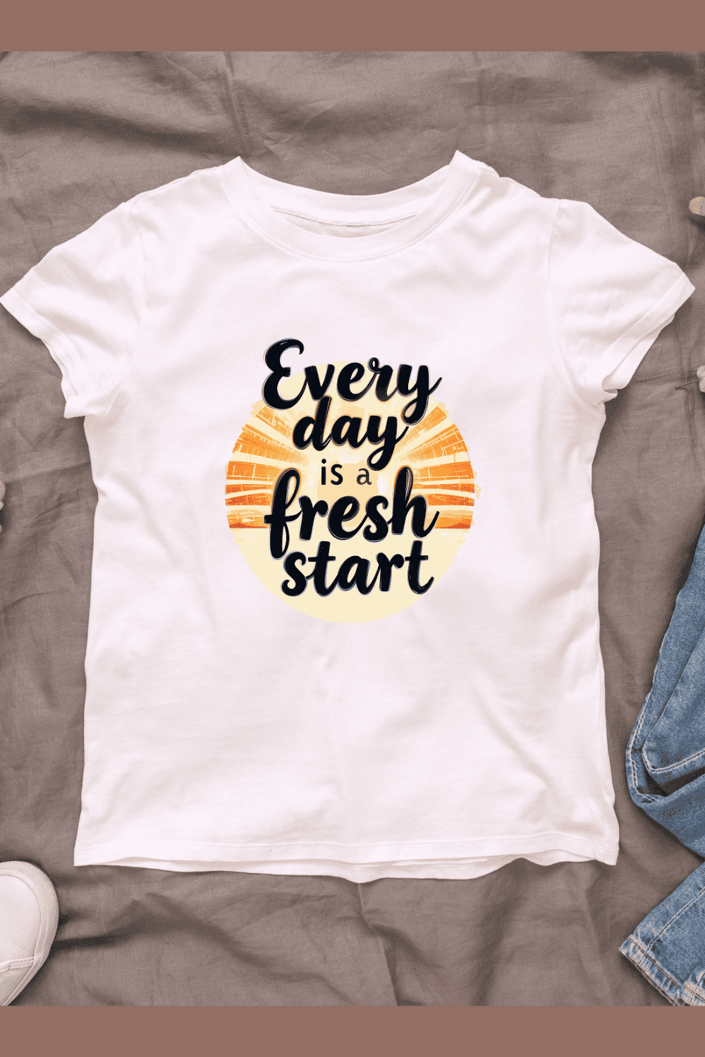 Every day is a fresh start quote T-shirt Design pinterest preview image.