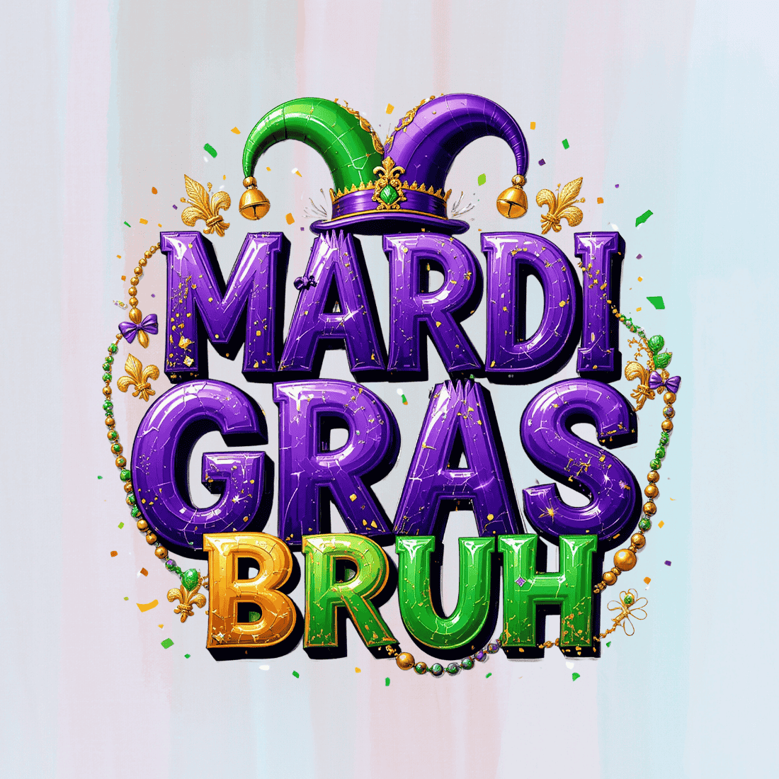 Playful Mardi Gras Font T-shirt Design preview image.