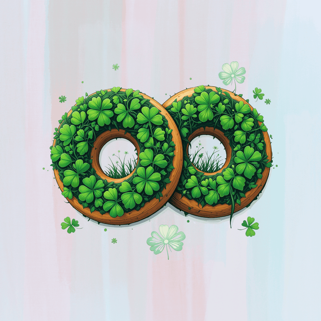 Festive Shamrock Donuts for St Patrick's Day T-shirt Design preview image.