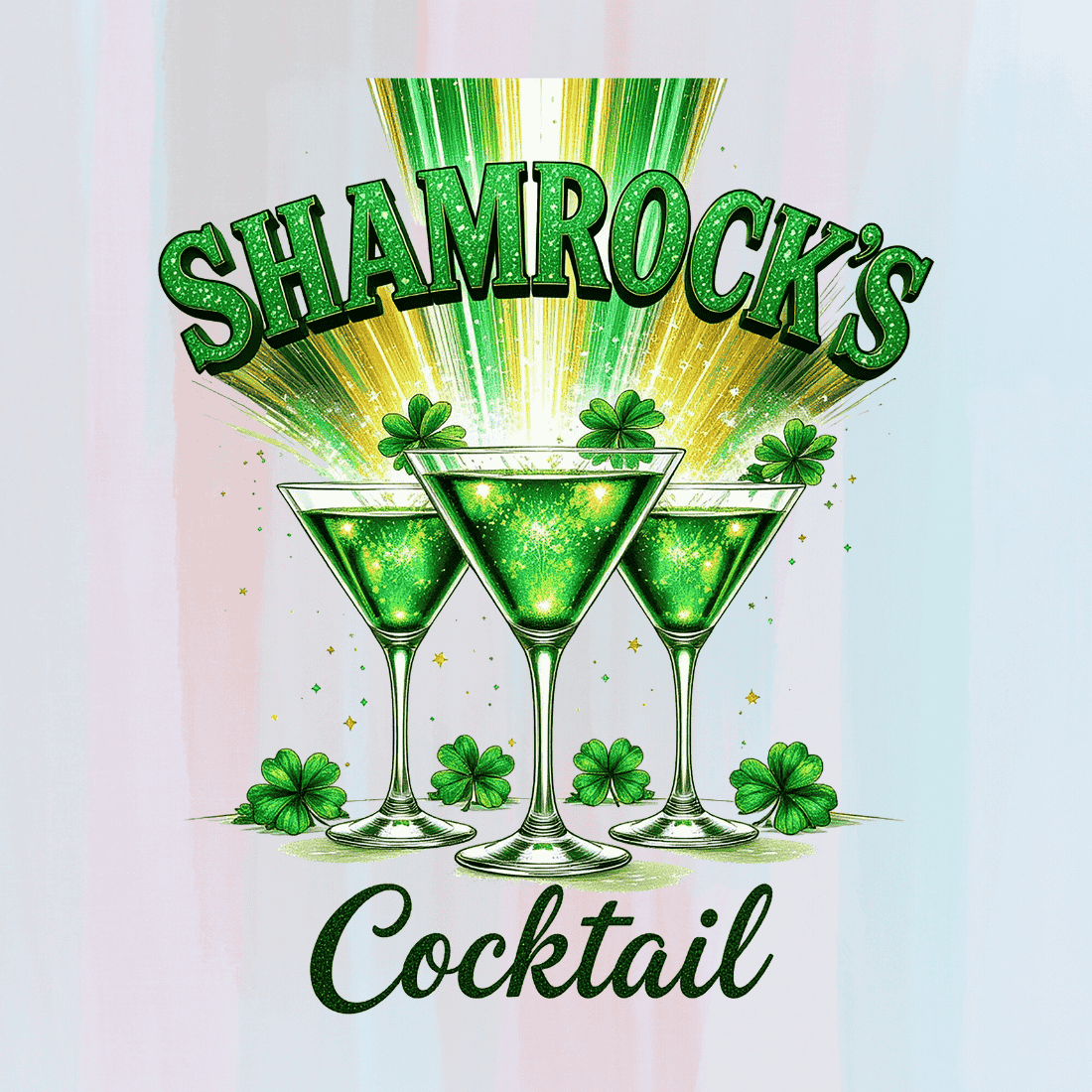 Shamrock Cocktail T-shirt Design preview image.