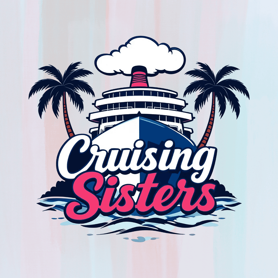 Retro cruise sister with palm trees T-Shirt Design preview image.