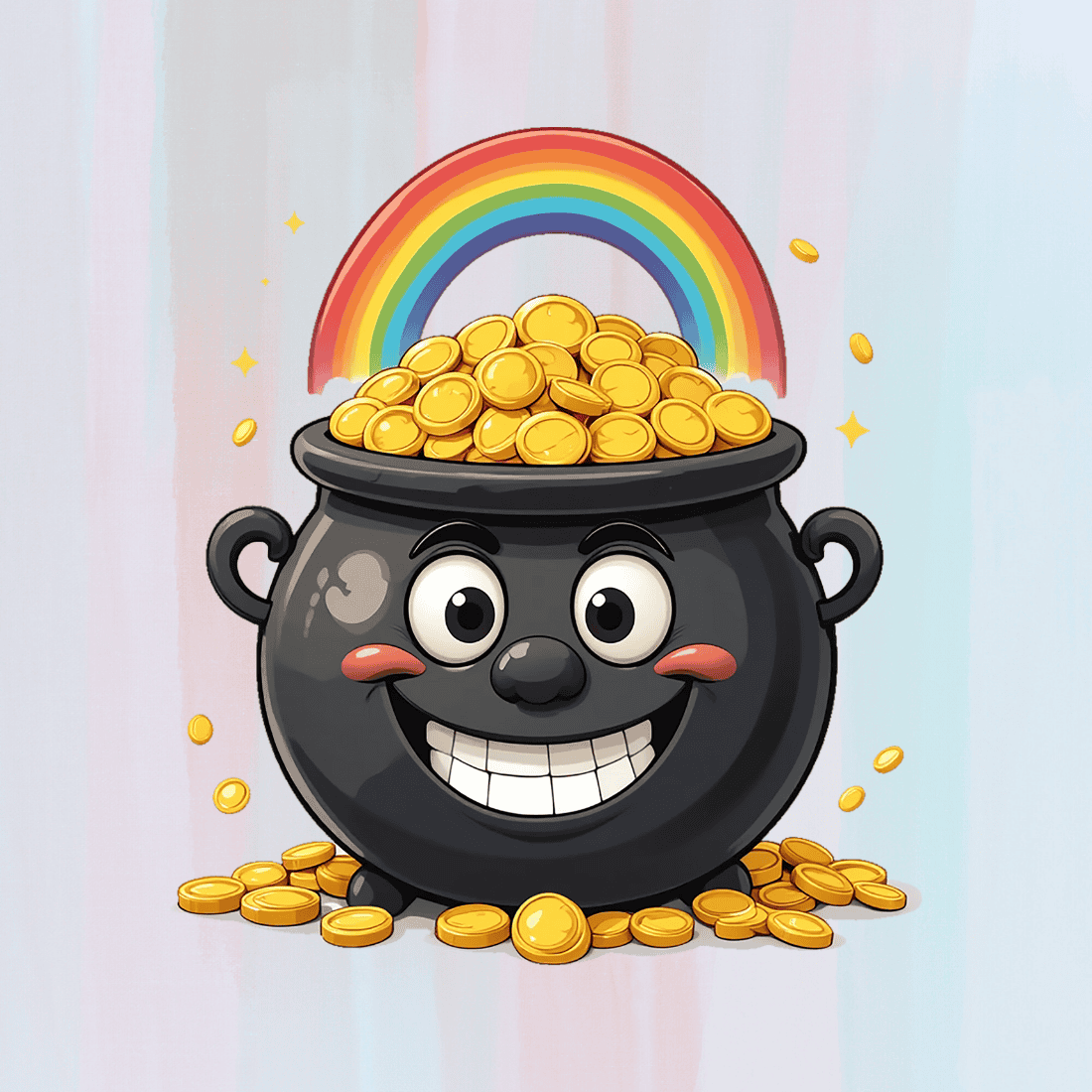 Smiling Pot of Gold T-Shirt Design preview image.