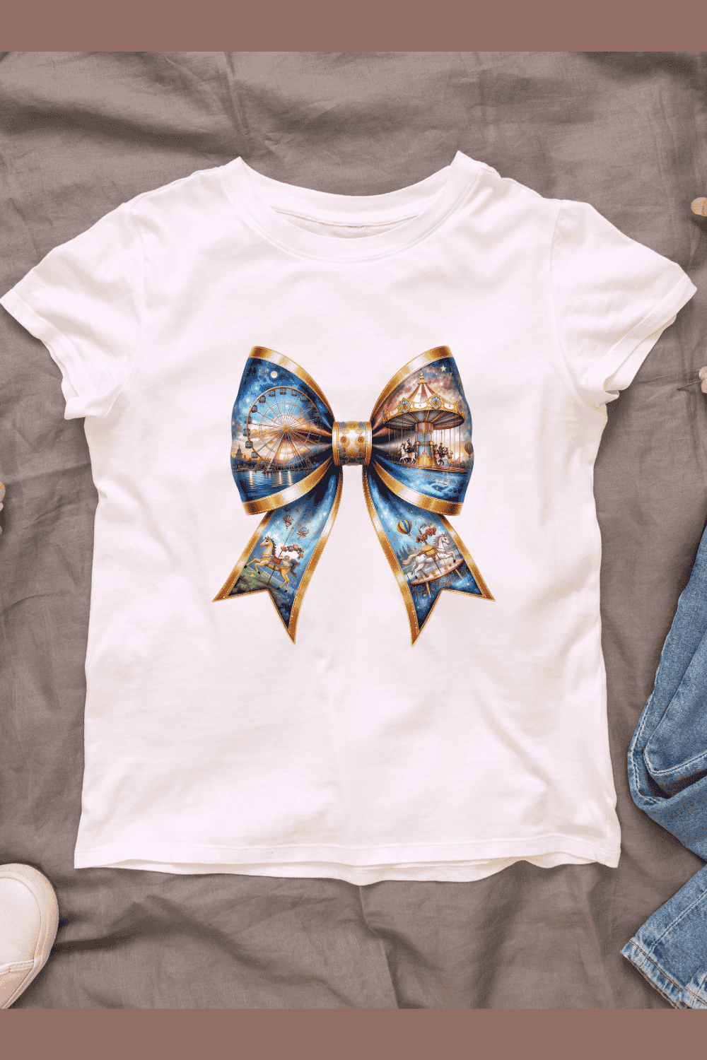 Festive Celebration Bow Tie T-shirt Design pinterest preview image.