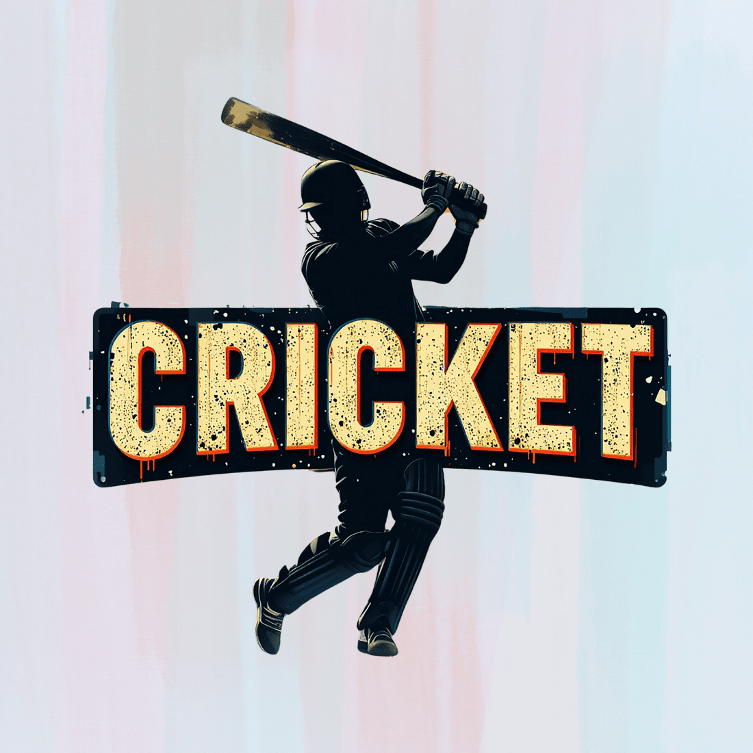 Cricket silhouette of batsman T-Shirt Design preview image.