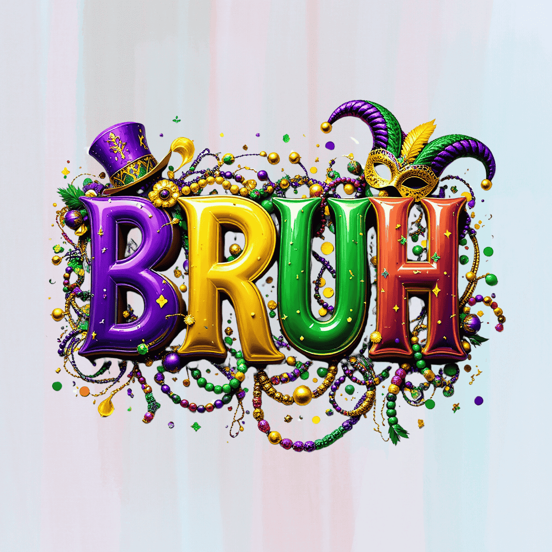 Mardi Gras Bruh T-shirt Design preview image.