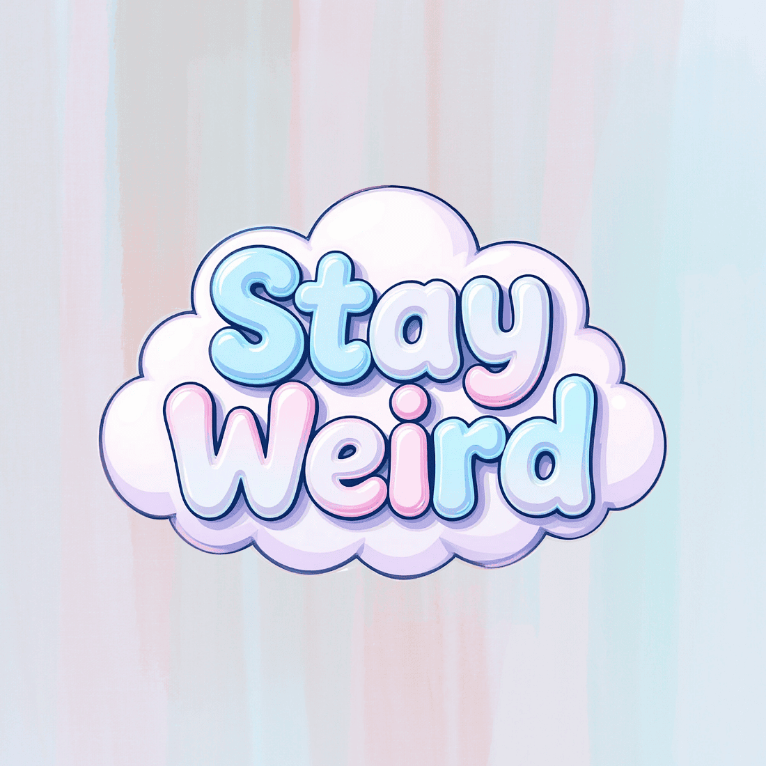 Stay Weird Typography on a Cloud Shape T-shirt Design preview image.