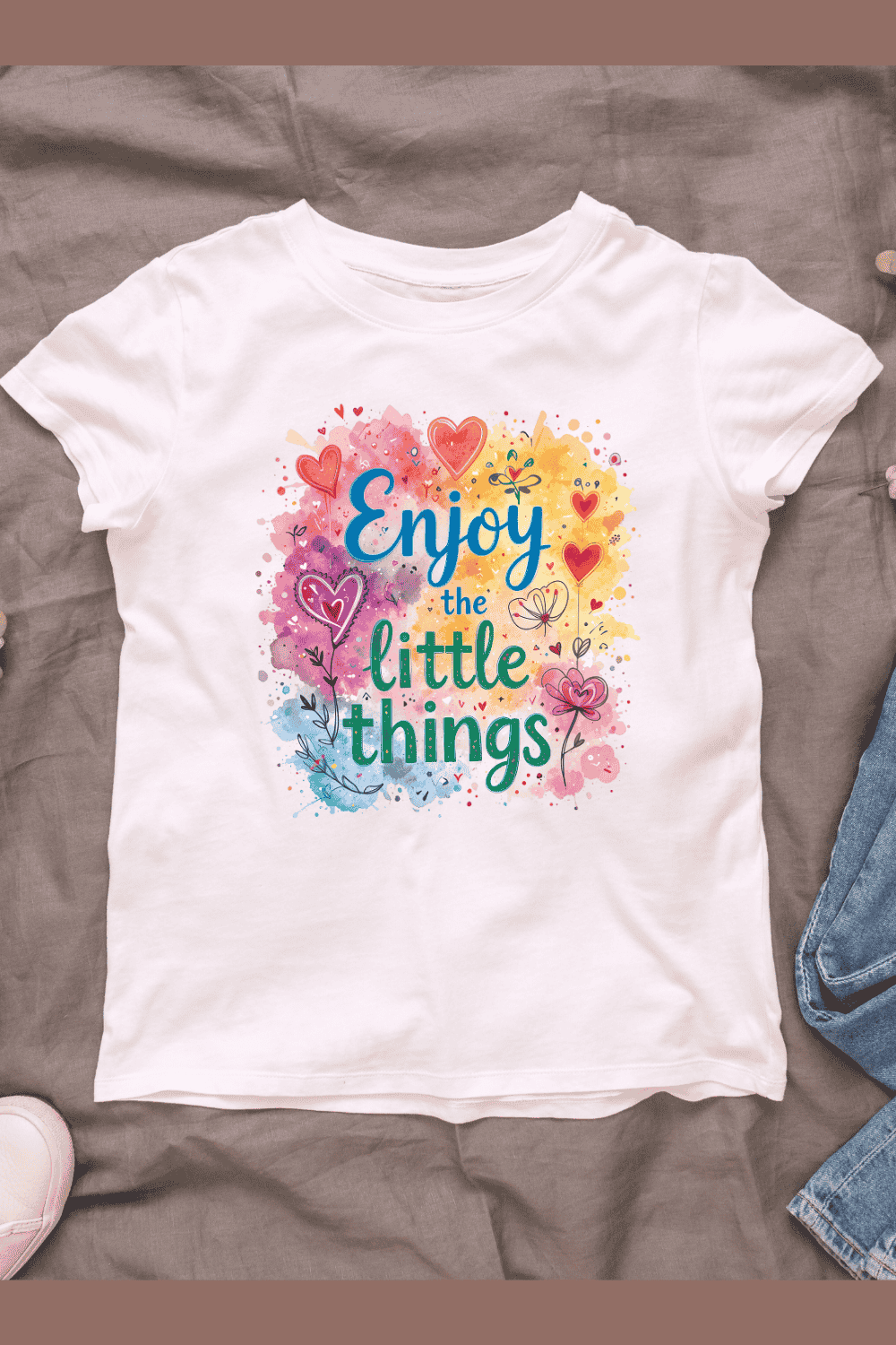 Enjoy the Little Things T-shirt Design pinterest preview image.