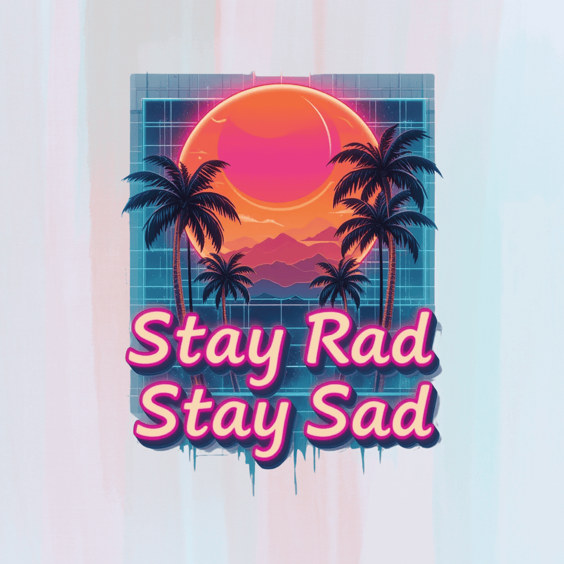 80s Inspired Graphic with Stay Rad Stay Sad Text T-shirt Design preview image.