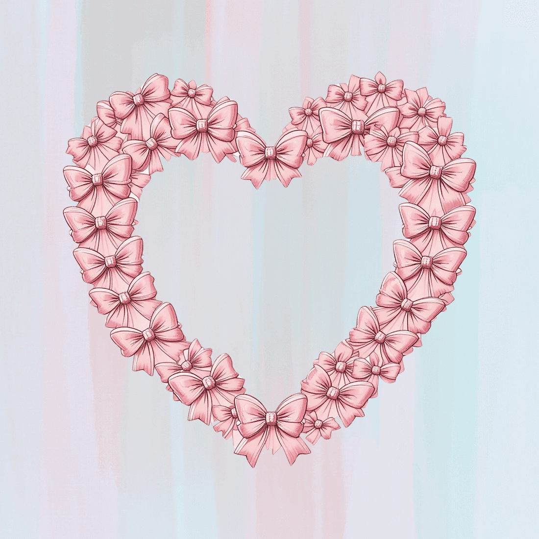 Heart Frame with Bows T-shirt Design preview image.