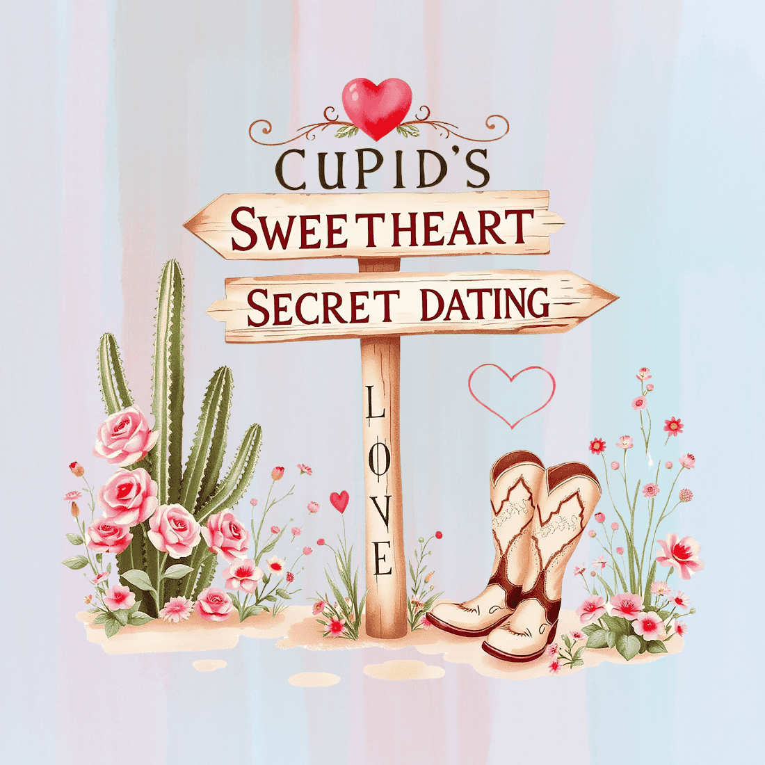 Cupid's Sweetheart Cafe T-shirt Design preview image.