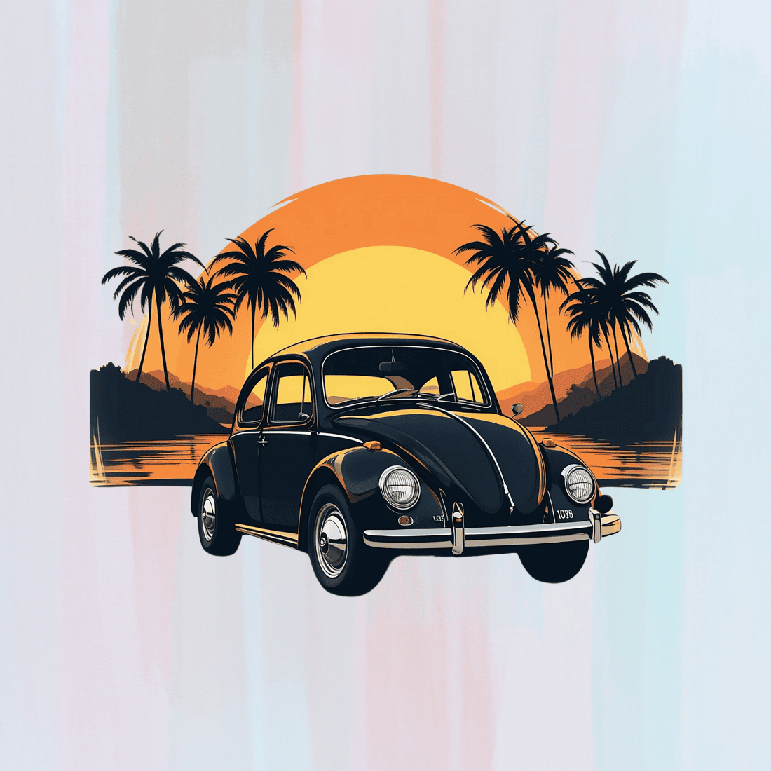 Vintage Retro classic car T-shirt Design preview image.