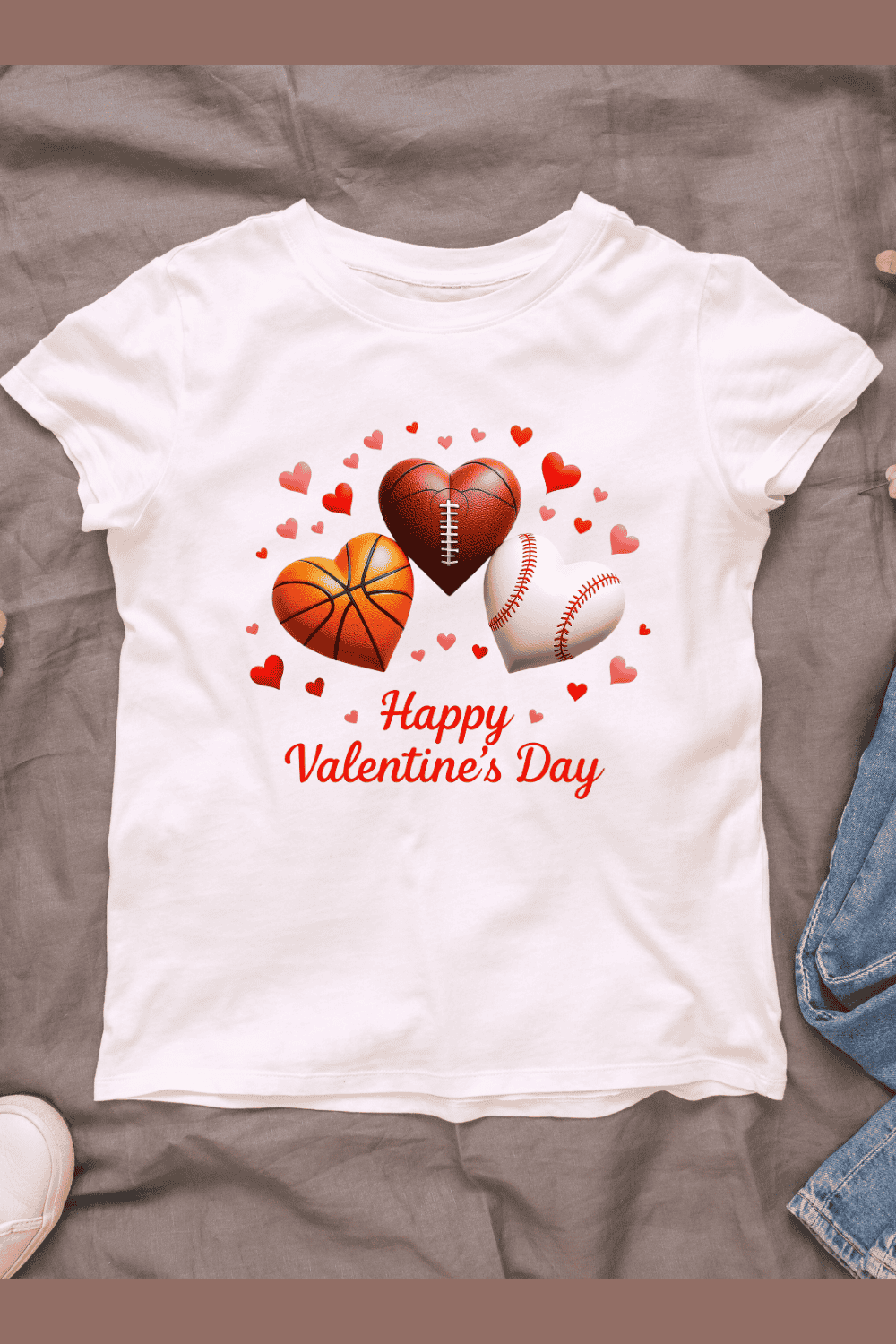 Sports Heart Valentine's Day T-shirt Design pinterest preview image.