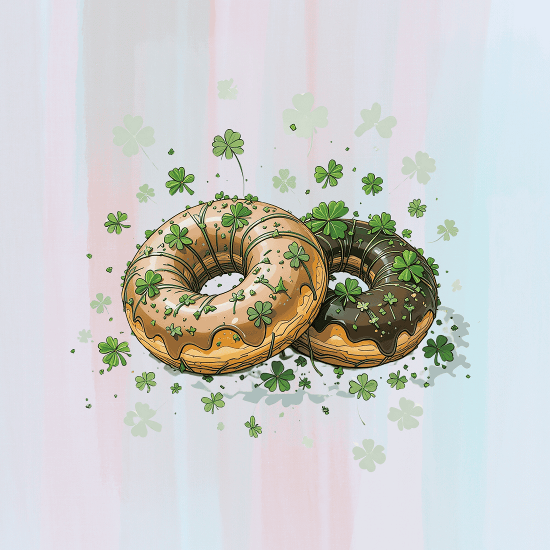 Holiday Donuts for St Patrick's Day T-shirt Design preview image.