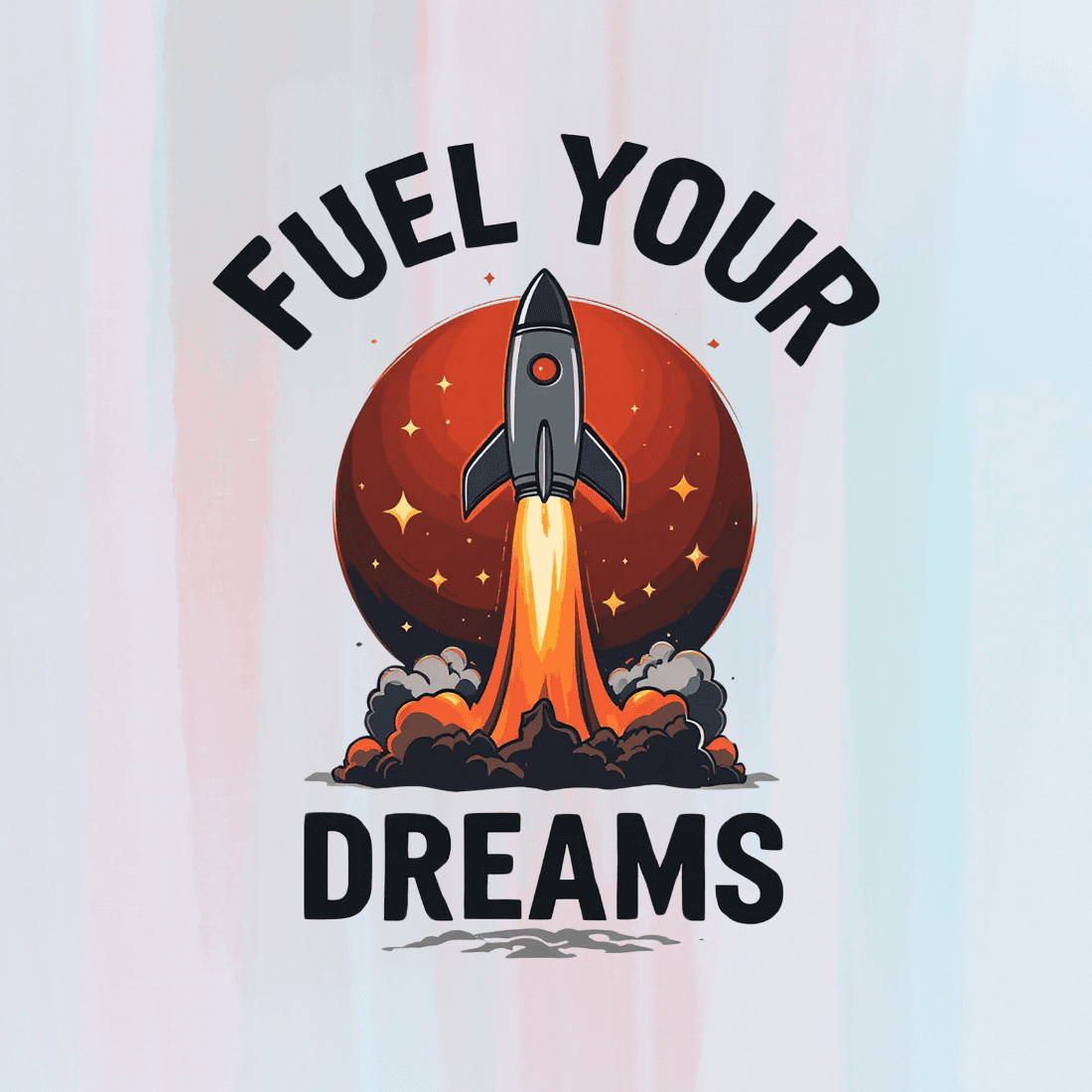 Dream Big Rocket Launch T-shirt Design preview image.