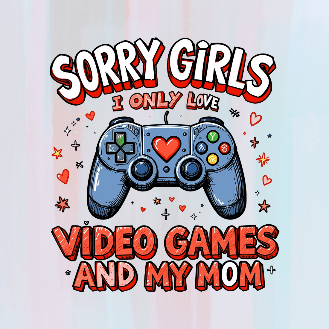 Gaming and Mom Love T-shirt Design preview image.