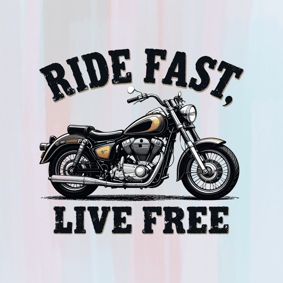 Ride Fast, Live Free Motorcycle T-shirt Design preview image.