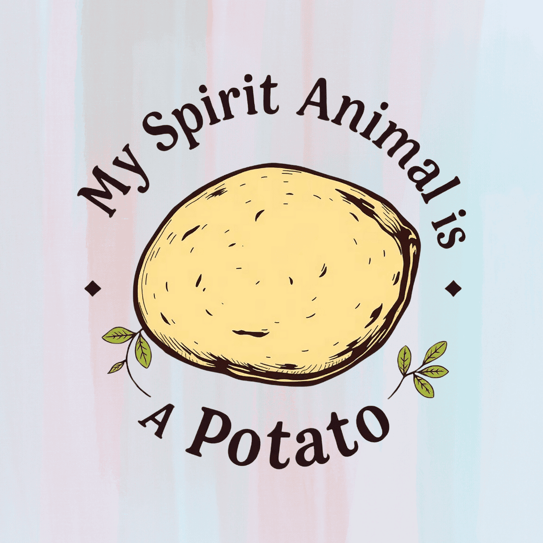 Vintage Text with "My Spirit Animal is A Potato" T-Shirt Design preview image.