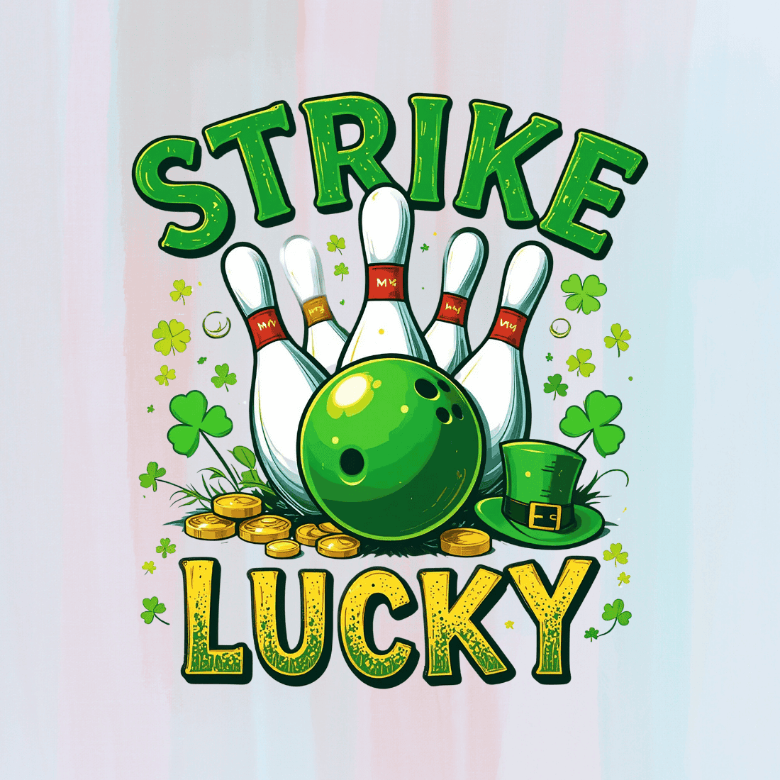 St Patrick's Day Bowling T-shirt Design preview image.