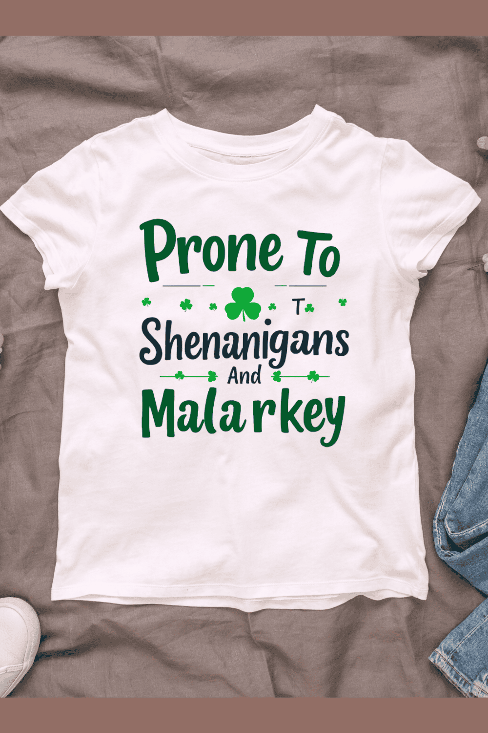 St Patrick's Day themed text T-Shirt Design pinterest preview image.