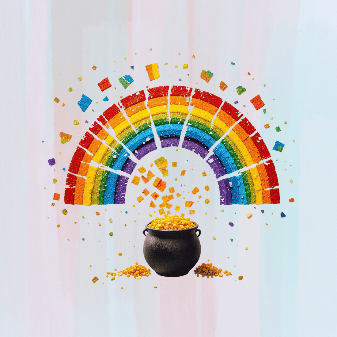 Pot of Gold at the End of the Rainbow T-shirt Design preview image.