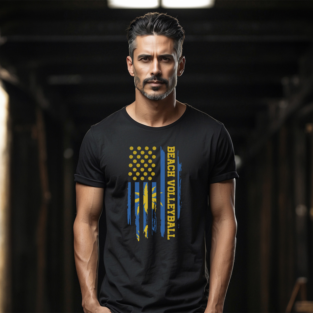 usa flag volleyball graphic design male tshirt mockup 676